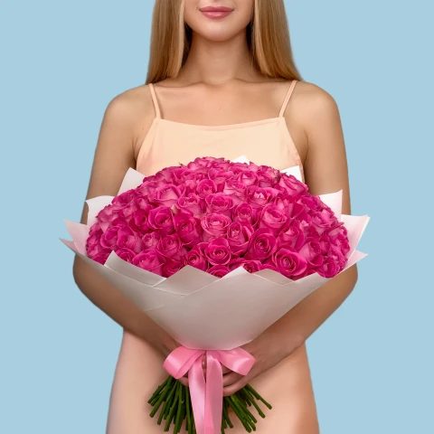 100 Pink Roses from Kenya