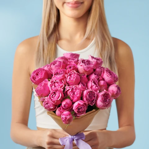 5 Peony Pink Roses